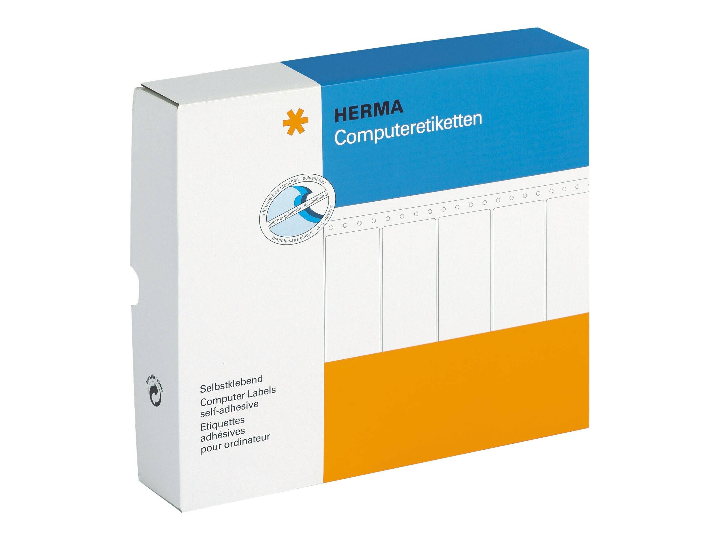 HERMA Computer labels - Perforierte Etiketten - weiß - 35,7 x 81,3 mm - 16000 Stck. (4 Bogen x 4000) (8242)-0