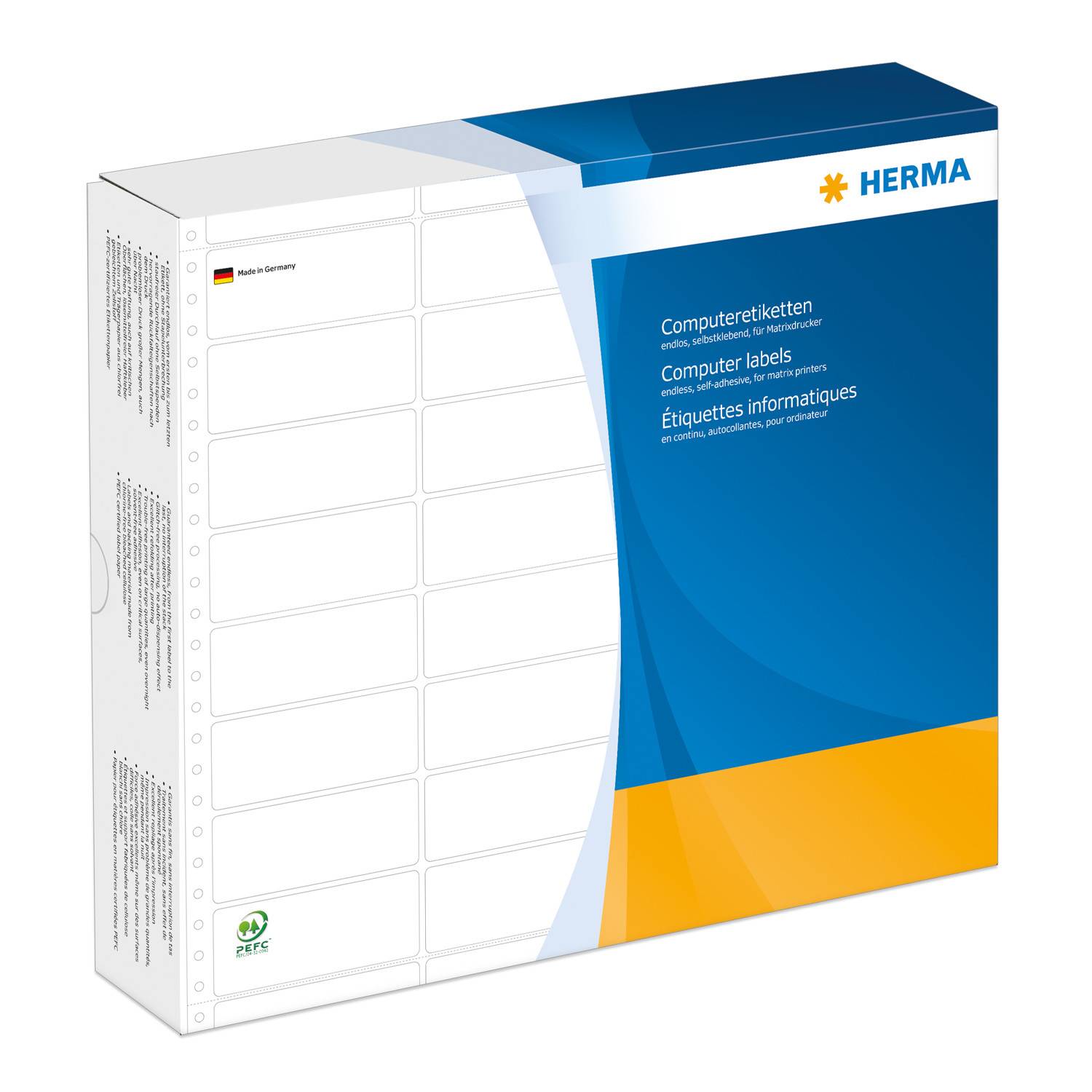 HERMA Computer labels - Perforierte Etiketten - weiß - 35,7 x 81,3 mm - 16000 Stck. (4 Bogen x 4000) (8242)-2