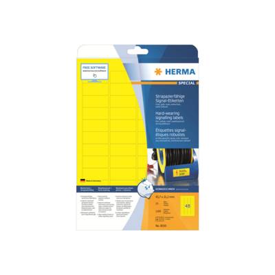 HERMA Special - Selbstklebende matte Folienetiketten - Gelb - 21,2 x 45,7 mm 1200 Stck. (25 Bogen x 48) (8030)-0