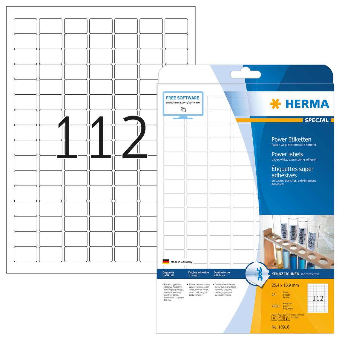 HERMA Special - Extra starke, selbstklebende, matte Papieretiketten - weiß - 25,4 x 16,9 mm - 2800 Etikett(en) (25 Bogen-7