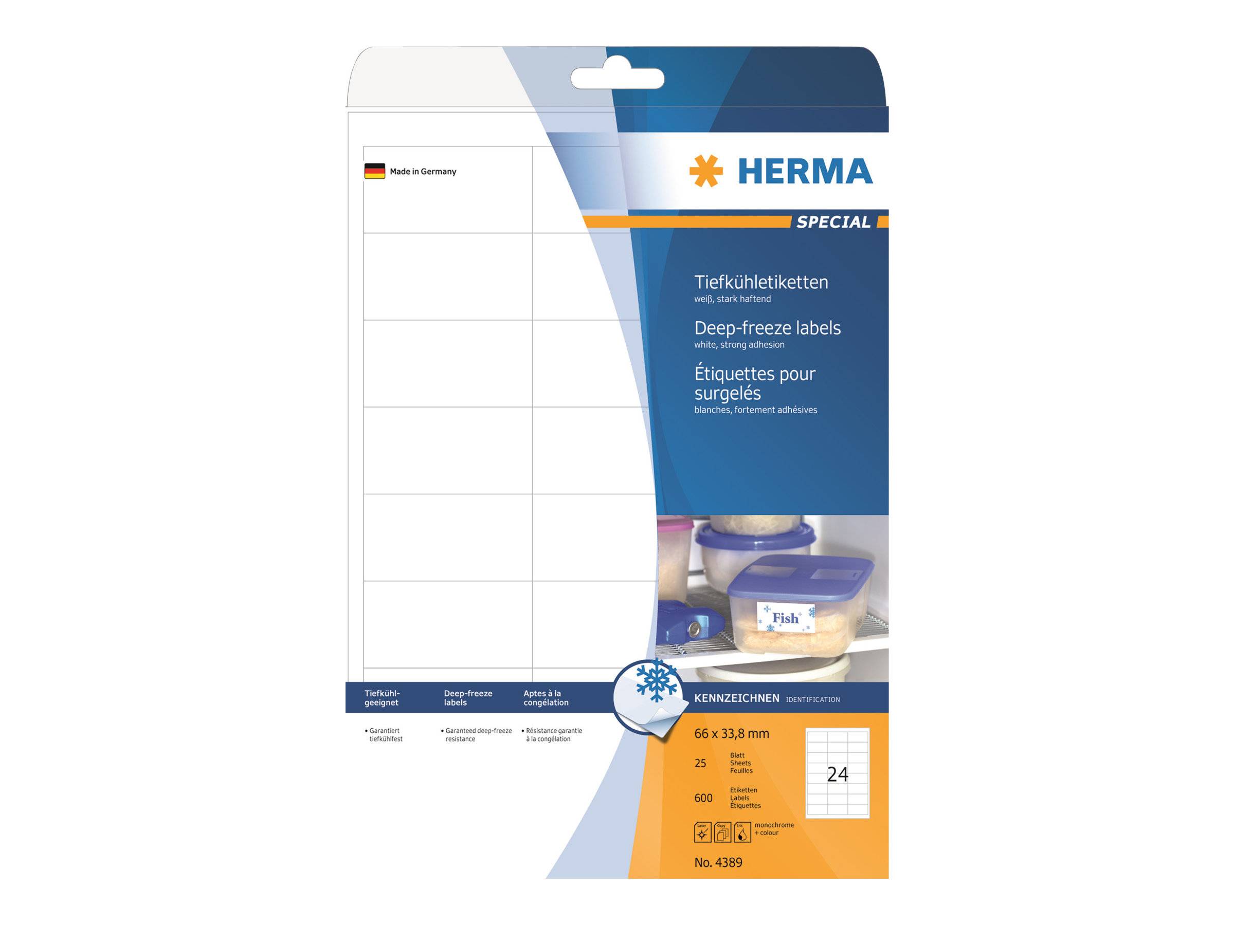 HERMA Special - Permanent self-adhesive matte deep-freeze paper labels - weiß - 66 x 33,8 mm - 600 Etikett(en) (25 Bogen-0