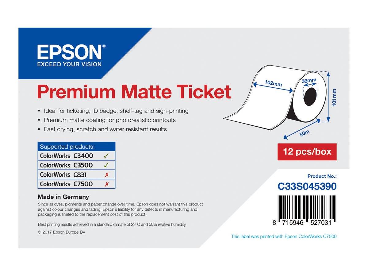 Epson Premium Matte Ticket - Roll: 102mm x 50m-0