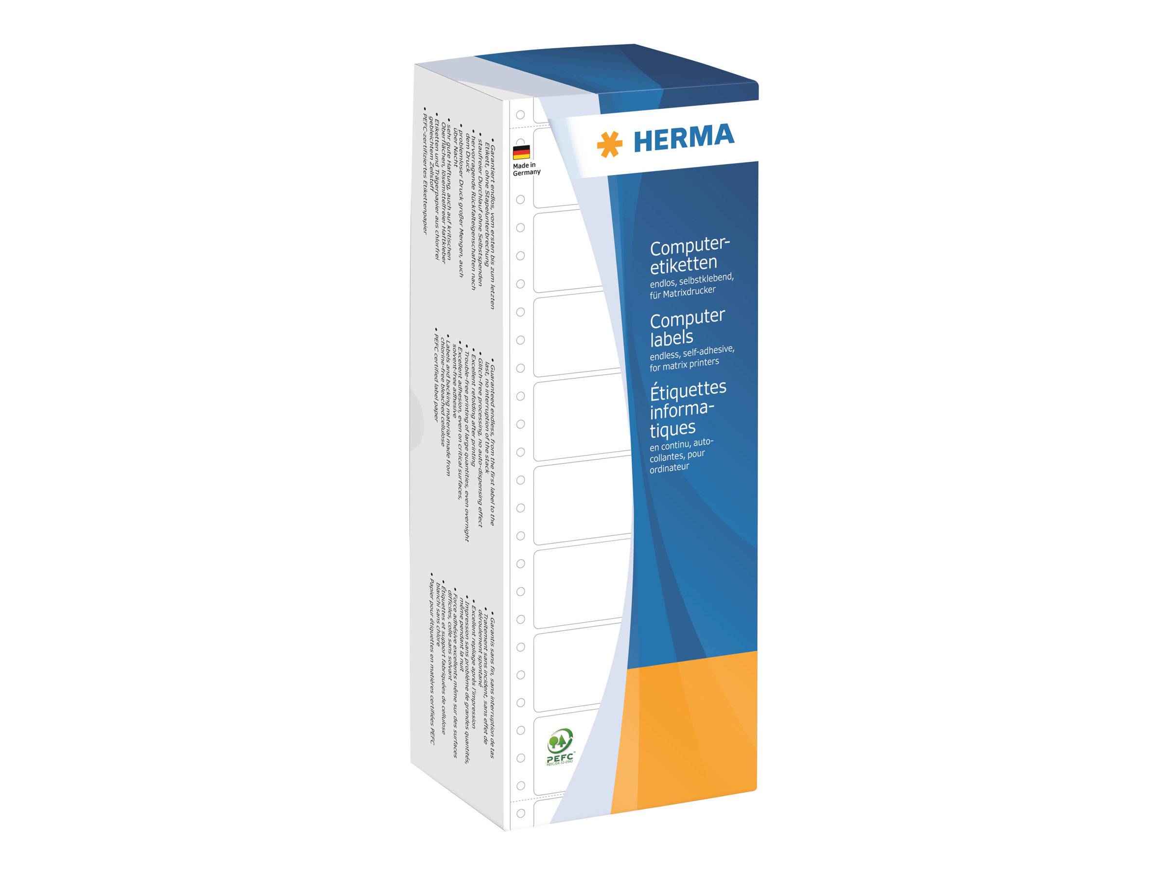 HERMA Computer labels - Leporellogefaltete, perforierte, permanent selbstklebende, matte Endlospapieretiketten - weiß --5