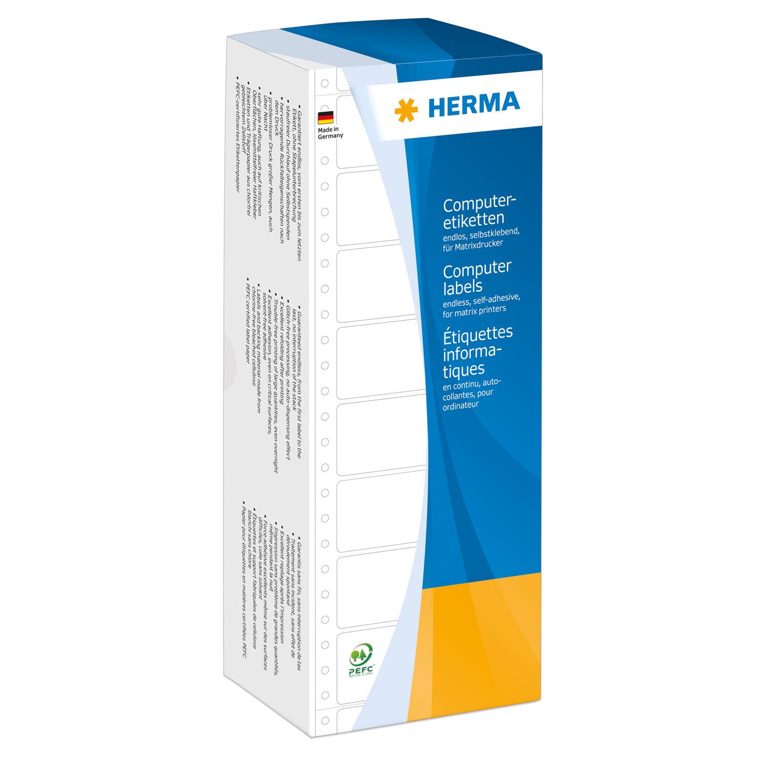HERMA Computer labels - Leporellogefaltete, perforierte, permanent selbstklebende, matte Endlospapieretiketten - weiß --6