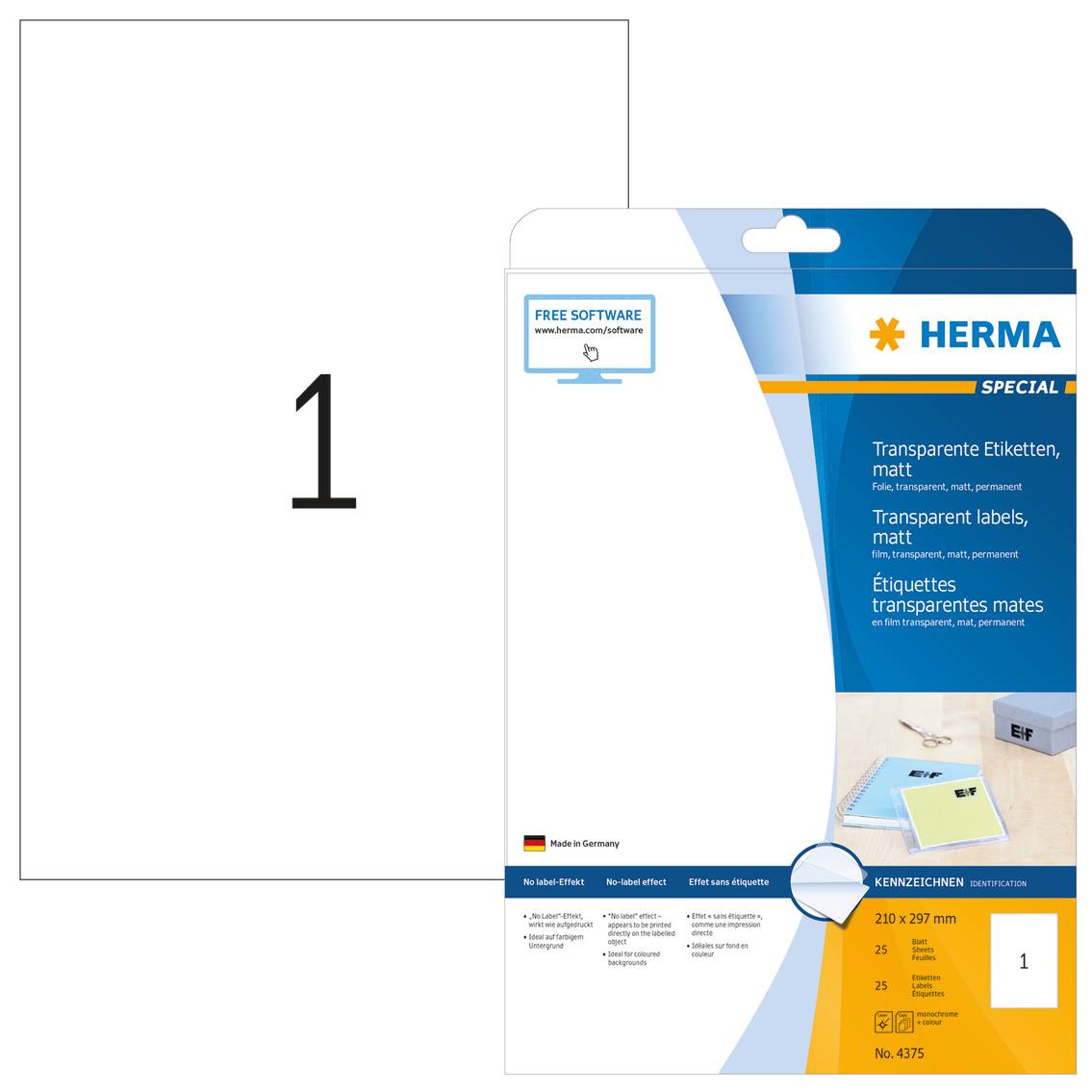 HERMA SuperPrint - Folienetiketten - durchsichtig - A4 (210 x 297 mm) - 25 Stck. (25 Bogen x 1) (4375)-7