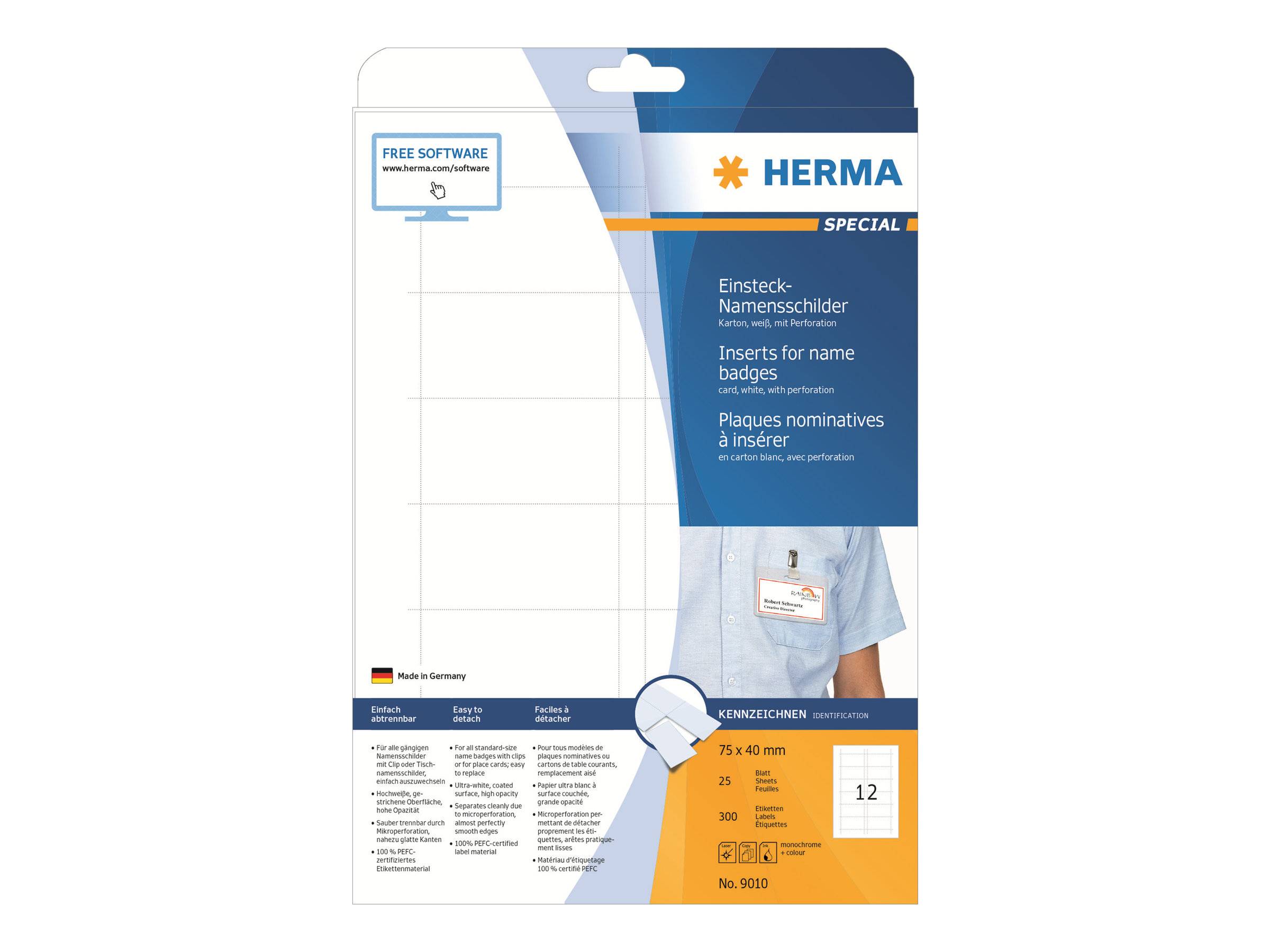HERMA 9010 etichetta per stampante Bianco Etichetta per stampante non adesiva (HERMA Special - etiketter for navneski)-0