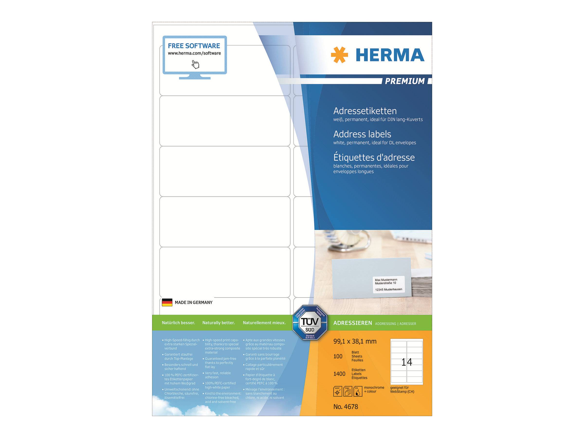 Etichette universali HERMA 4678 99,1 x 38,1 mm bianche-0