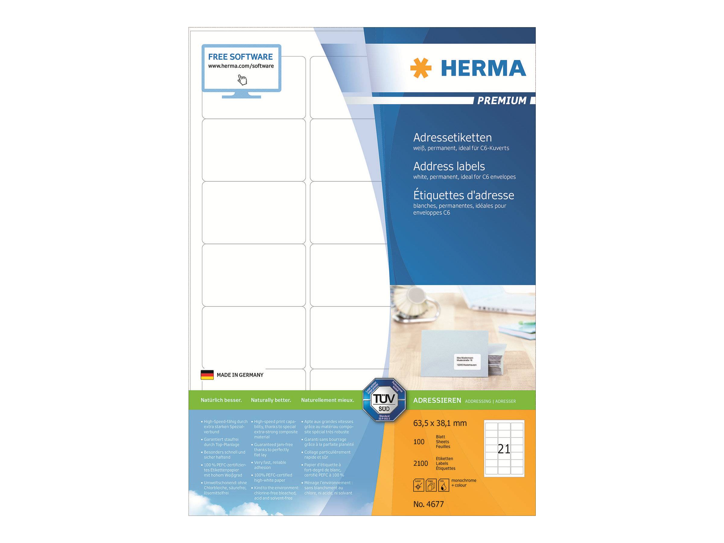 Etichette universali HERMA 4677 63,5 x 38,1 mm bianche-0