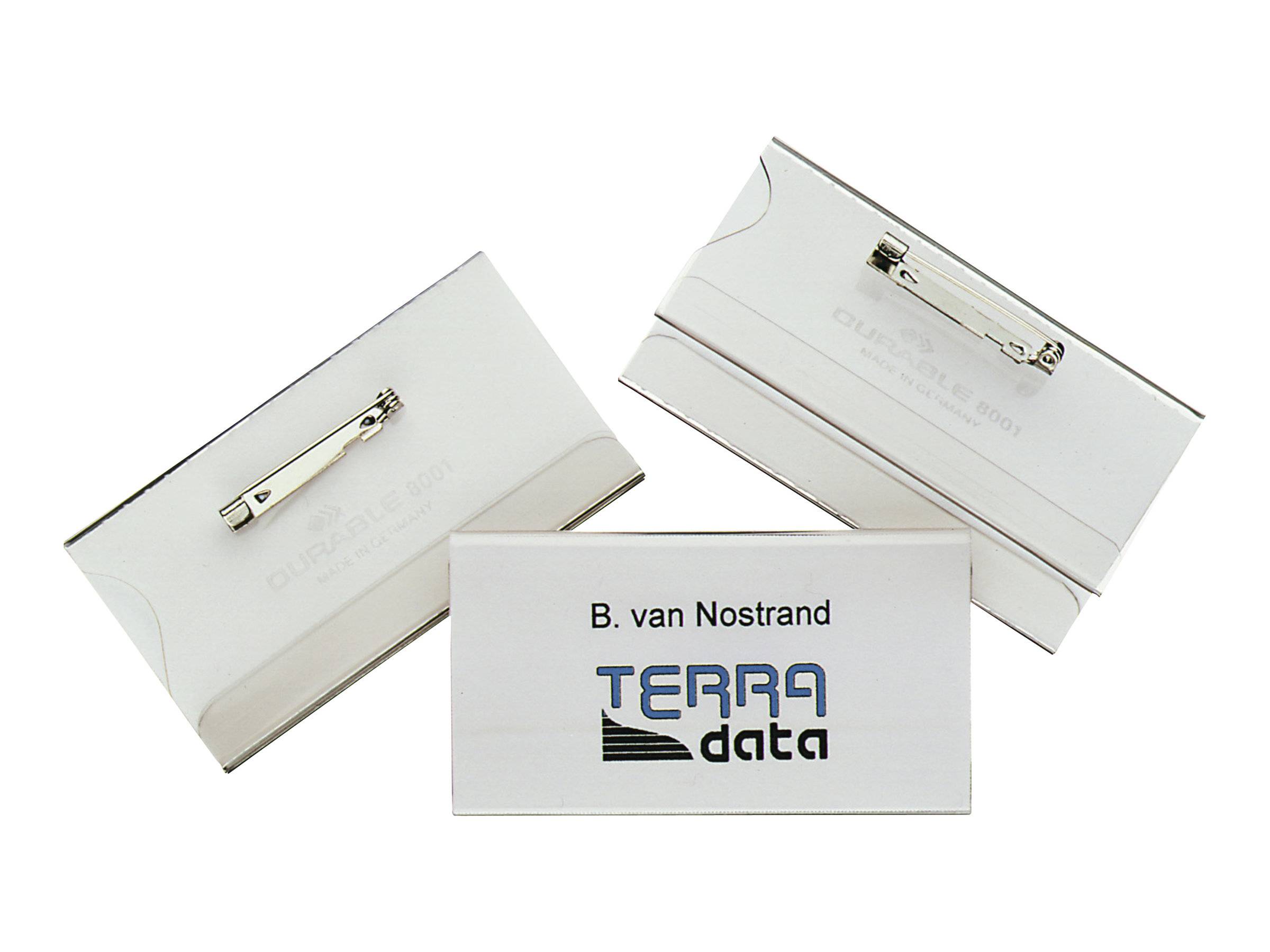 DURABLE Namensschild 40x75mm mit Plattennadel 1 Pg. à 100 Stück 800119-0