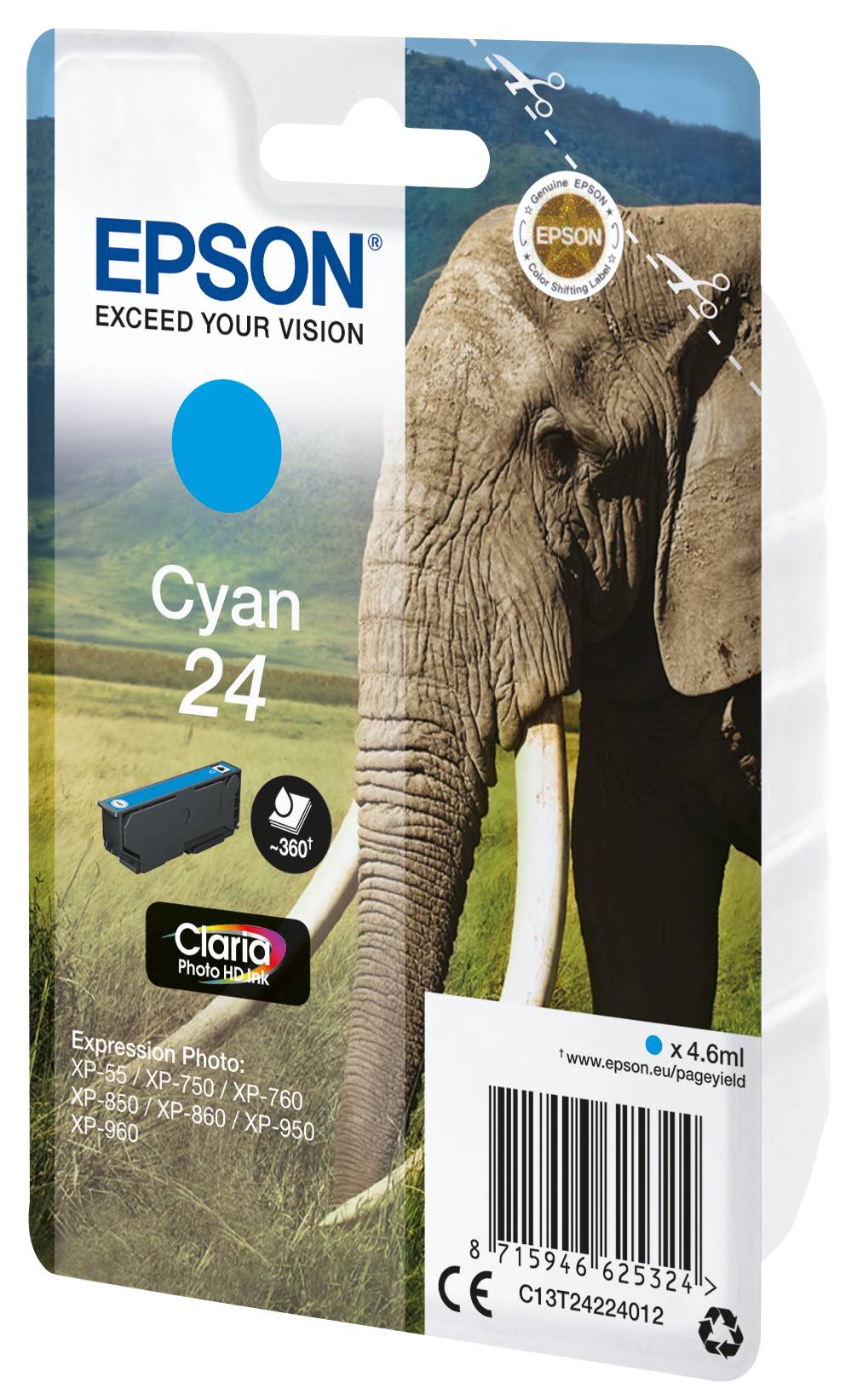 Epson Elephant Cartuccia Ciano C13T24224012-8