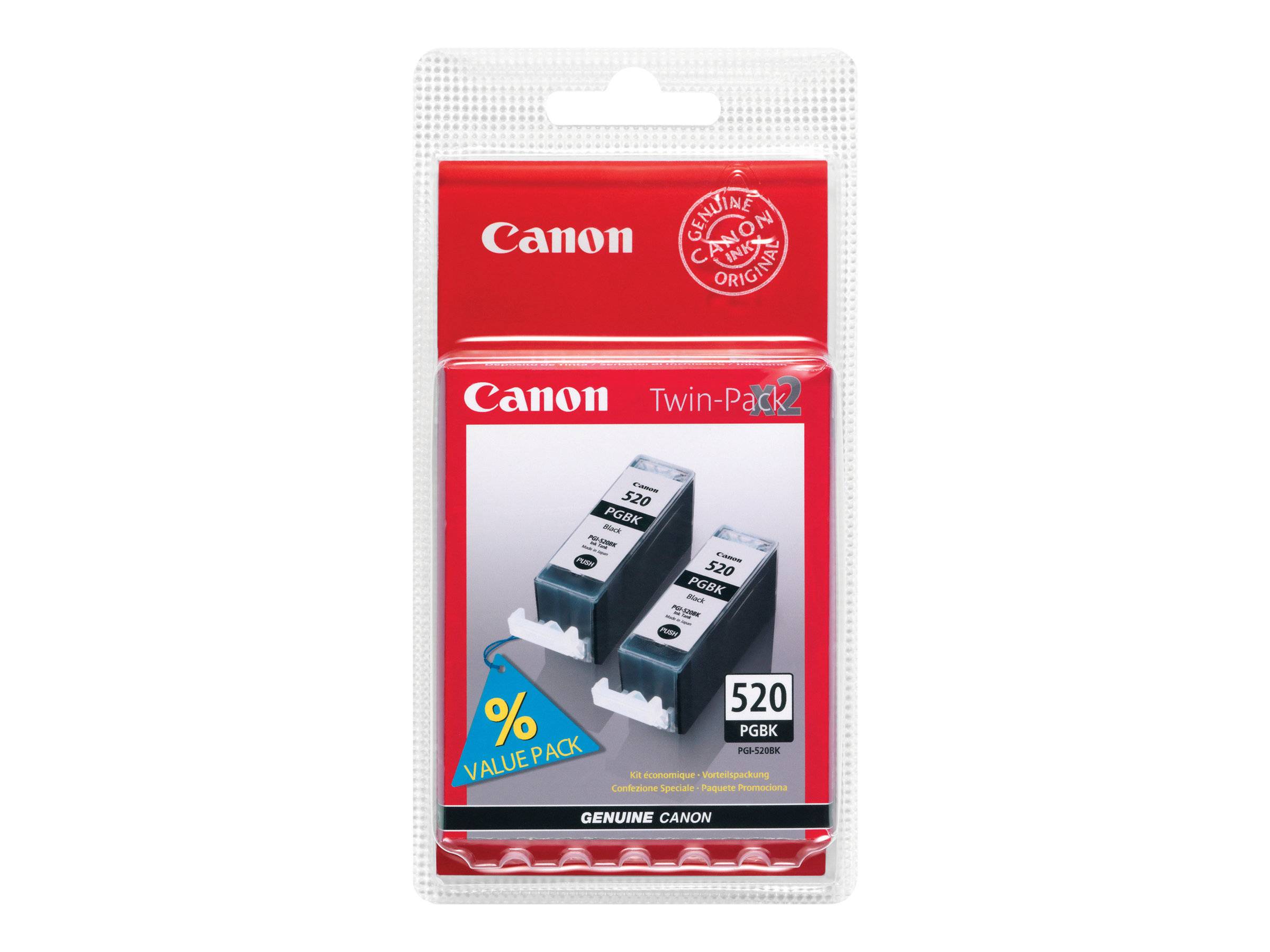 Confezione doppia di inchiostri Canon PGI-520BK 19ml neri