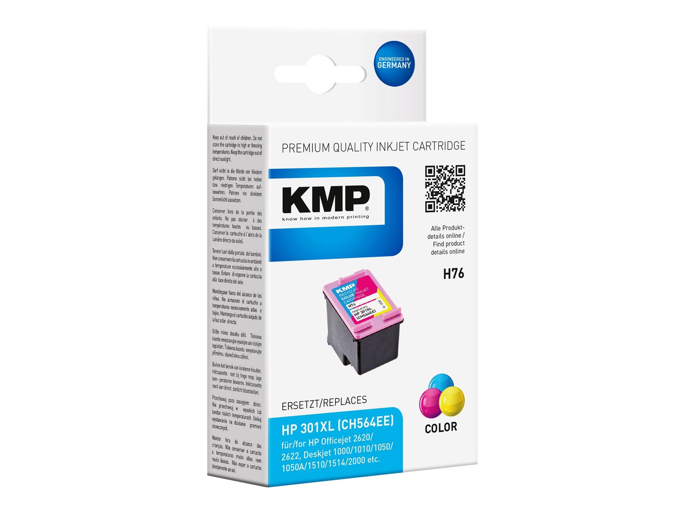 KMP H76 cartuccia d'inchiostro 1 pz (KMP H76 - farve [cyan, magenta, gul] -)-0