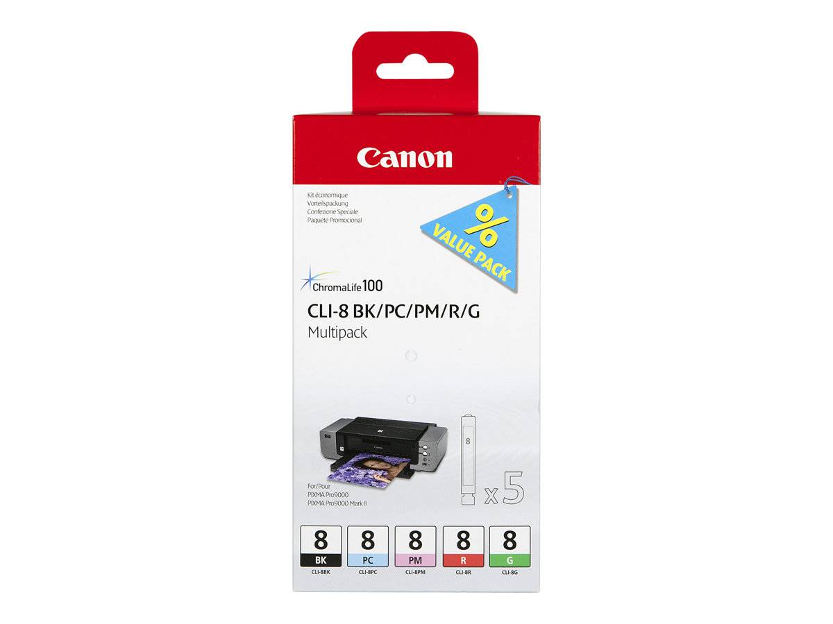 Canon 5 cartucce d\`inchiostro multipack cli-8 bk/pc/pm/r/g-0