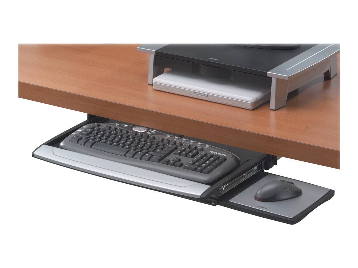 Fellowes Deluxe Keyboard Drawer w/Soft Touch Wrist Rest - Tastaturplattform mit Mausablage - Schwarz, Silber (8031201)-0