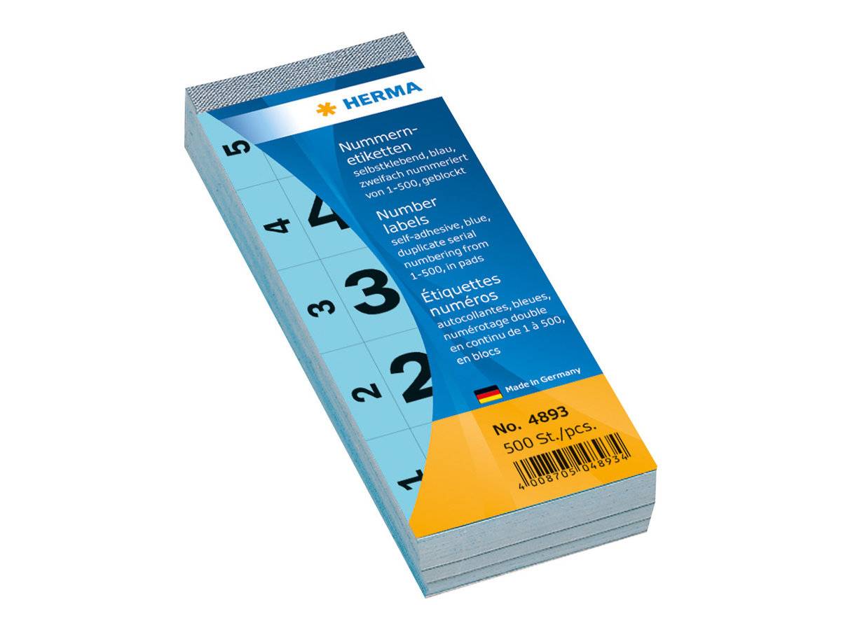 Blocco numerico Herma autoadesivo 28 x 56 mm blu 1-500 5 numeri per foglia 100 fogli per blocco (4893)-0