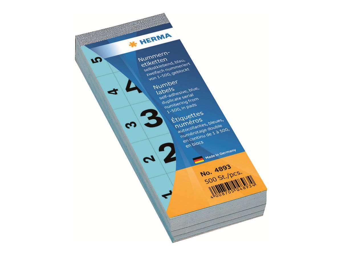 Blocco numerico Herma autoadesivo 28 x 56 mm blu 1-500 5 numeri per foglia 100 fogli per blocco (4893)-2