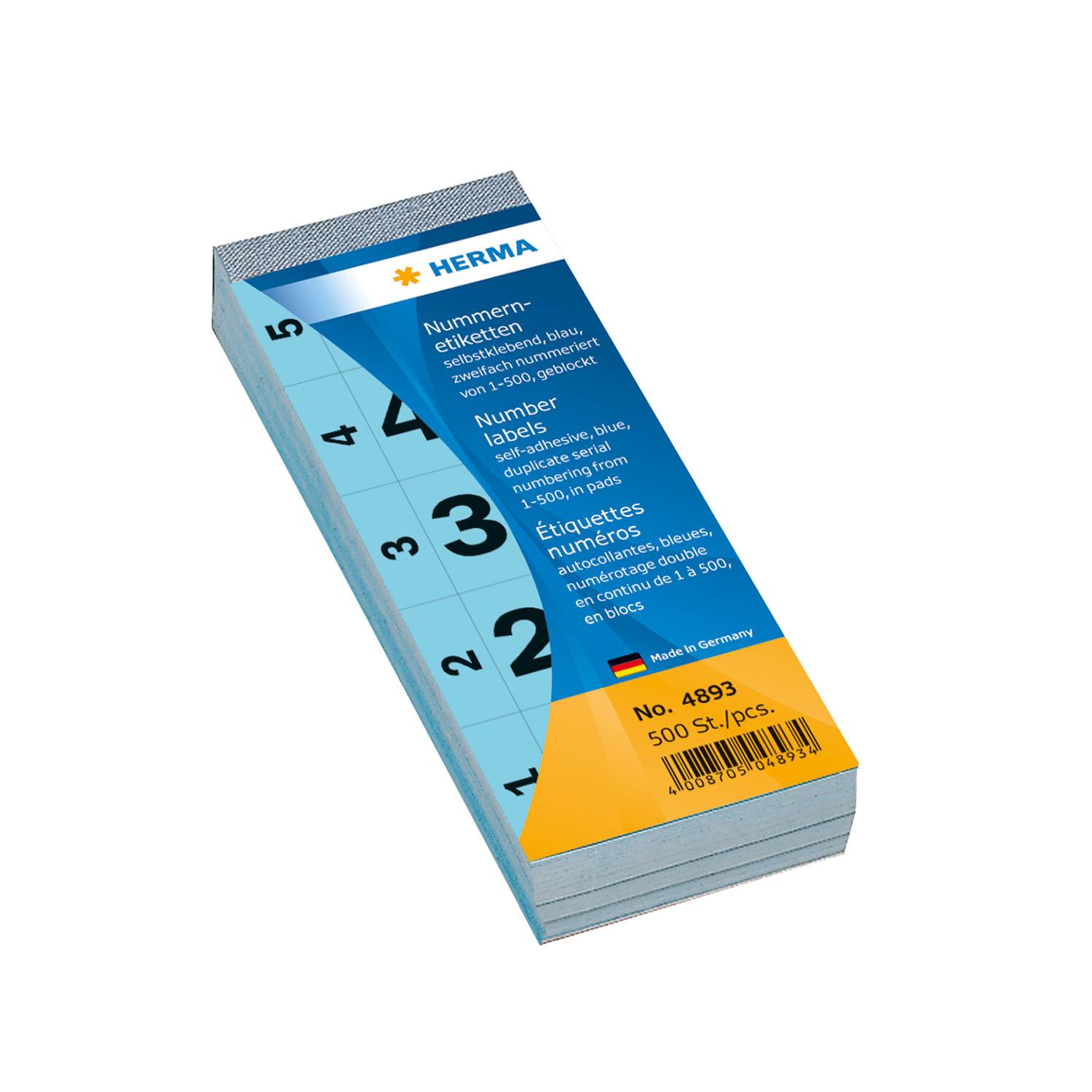Blocco numerico Herma autoadesivo 28 x 56 mm blu 1-500 5 numeri per foglia 100 fogli per blocco (4893)-3