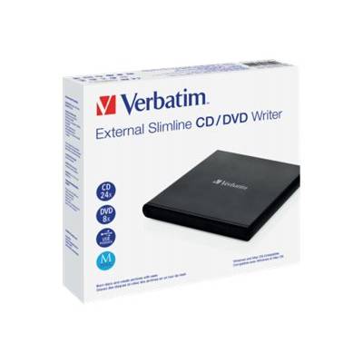 Registratore DVD Verbatim, USB 2.0, 8x/6x/24x, Slimline portatile, nero, M-DISC, vendita al dettaglio-0