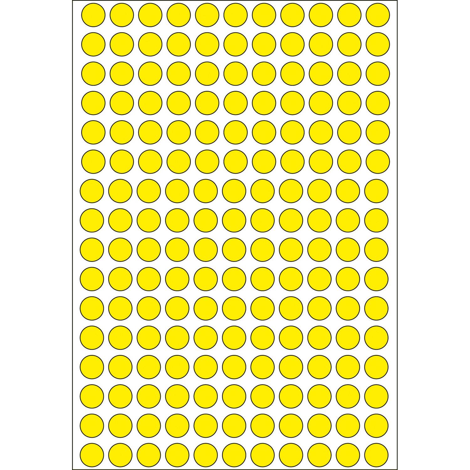 HERMA - Selbstklebende Papieretiketten, rund - Gelb - 8 mm rund 5632 Etikett(en) (32 Bogen x 176) (2211)-7