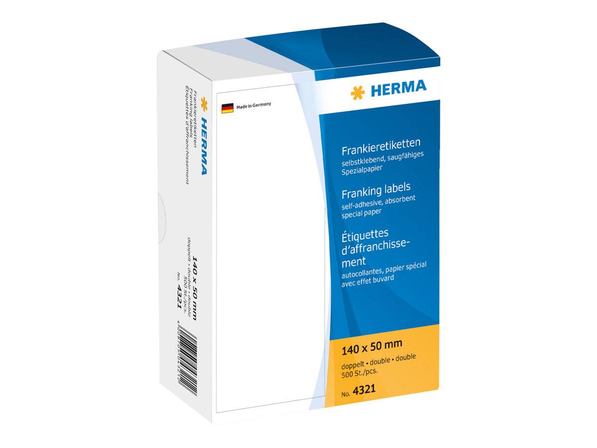 HERMA Franking labels - Selbstklebende Papieretiketten - weiß - 163 x 45 mm - 1000 Etikett(en) (500 Bogen x 2) (4319)-0