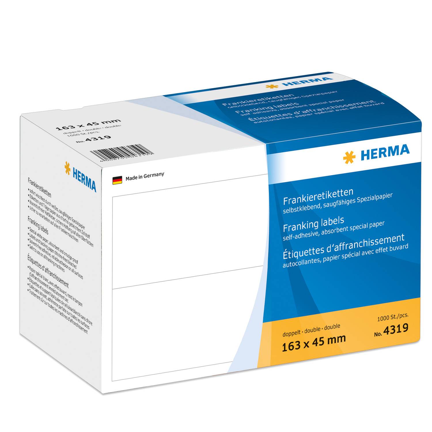 HERMA Franking labels - Selbstklebende Papieretiketten - weiß - 163 x 45 mm - 1000 Etikett(en) (500 Bogen x 2) (4319)-5