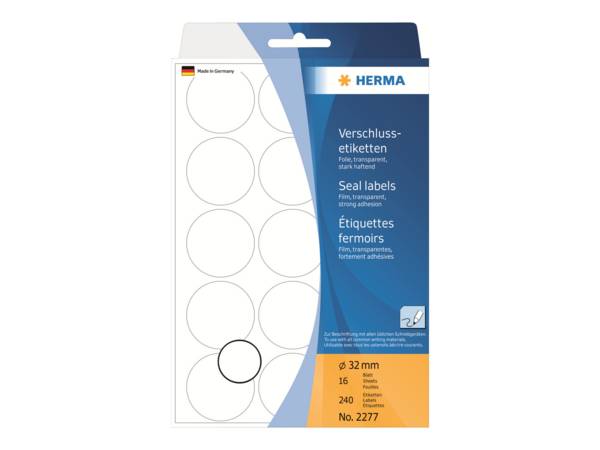 Etichette foil HERMA chiusura label.ÃƒÆ’32,trasp. 32,0 x 32,0 mm Trasparente