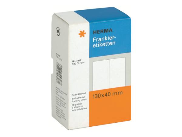 HERMA Franking labels - Selbstklebende Papieretiketten, matt - weiß - 130 x 40 mm - 500 Etikett(en) (250 Bogen x 2) (432