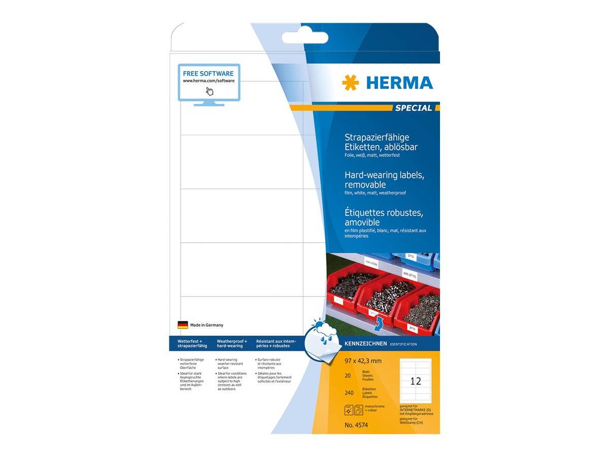 HERMA 4574 Rimovibile Bianco 240pezzo[i] etichetta autoadesiva (HERMA Special - filmm?rkater - mat - 2)-0