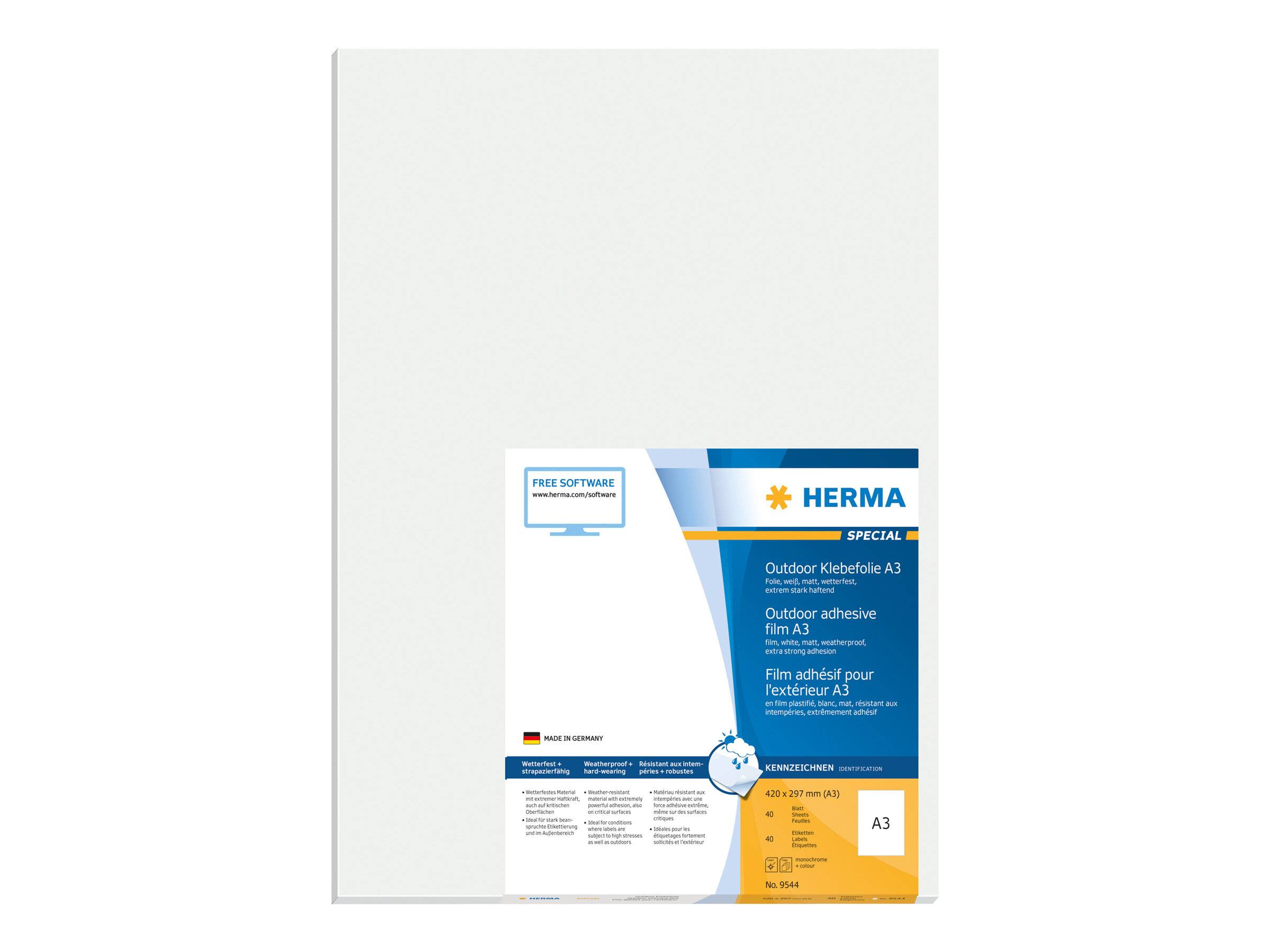 HERMA Special - Polyethylen (PE) - matt - extrem stark haftend - weiß - A3 (297 x 420 mm) 40 Etikett(en) (40 Bogen x 1)-0