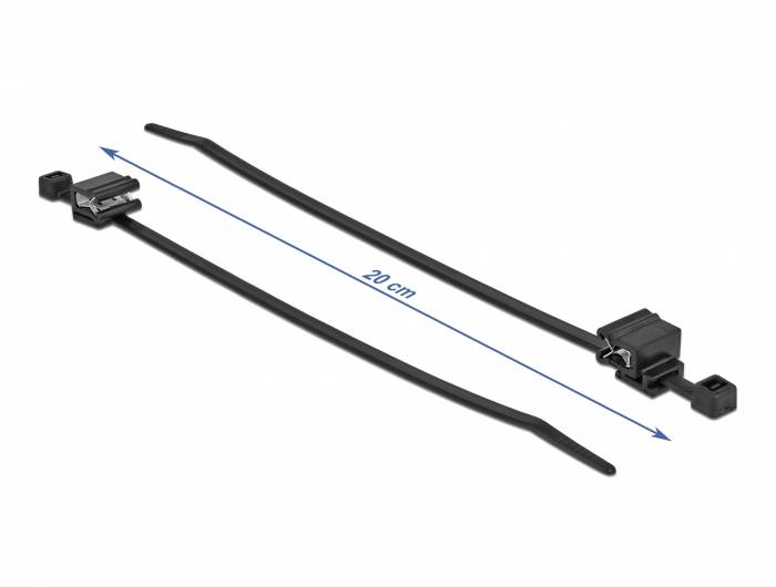 Delock - Kabelbinder - with edge clip - 20cm - Schwarz (Packung mit 50) (19565)-2
