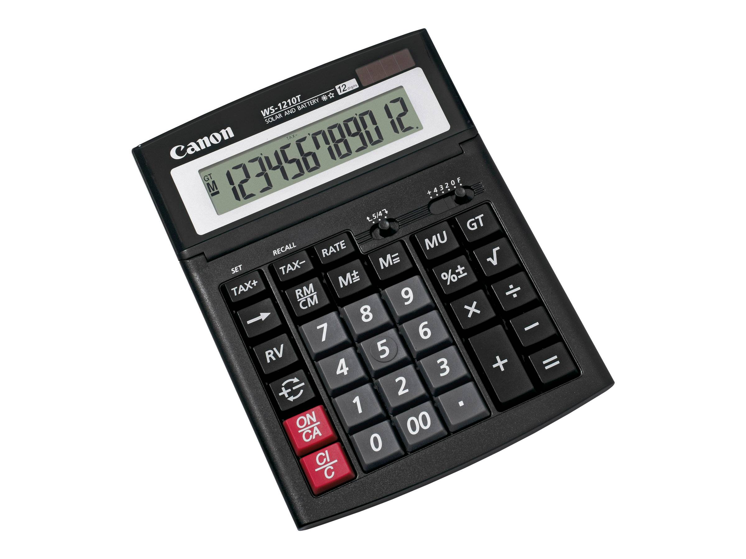 Canon WS-1210T - Desktop-Taschenrechner - 12 Stellen - Solarpanel, Batterie - Schwarz-0