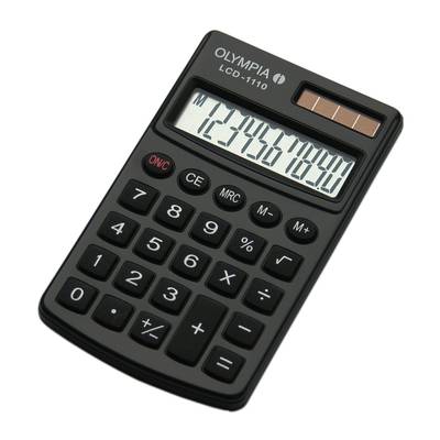 Olympia LCD 1110 Calcolatrice tascabile Nero Display (cifre): 10 a energia  solare, a batteria (L x A x P) 70 x 10 x 117