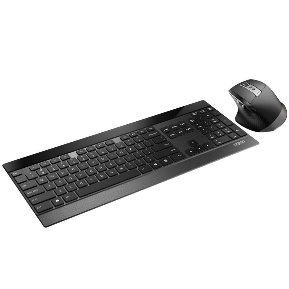 Rapoo 9900M - Tastatur-und-Maus-Set - kabellos - 2.4 GHz, Bluetooth 4.0, Bluetooth 3.0 - Deutsch - Schwarz-6