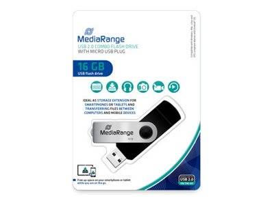 MediaRange MR931-2 unità flash USB 16 GB USB Type-A / Micro-USB 2.0 Argento, Nero (MediaRange - USB flashdrive - 16 GB)-0
