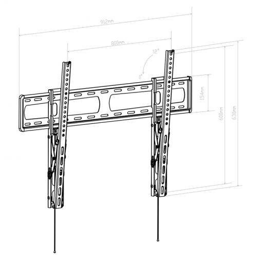 HAGOR BL Tilt 800 - Befestigungskit (Wandmontage) - für Flachbildschirm - Schwarz - Bildschirmgröße: 116-165 cm (46"-65"-1