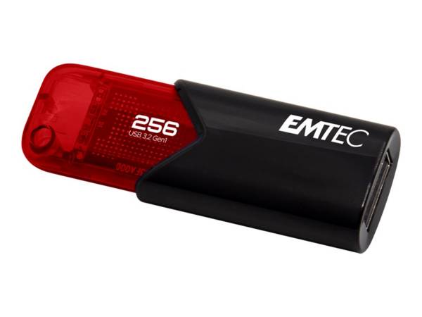 Emtec Click Easy USB-Stick 256 GB USB Typ-A 3.2 Gen 1 (3.1 Gen 1) Schwarz - Rot (ECMMD256GB113)