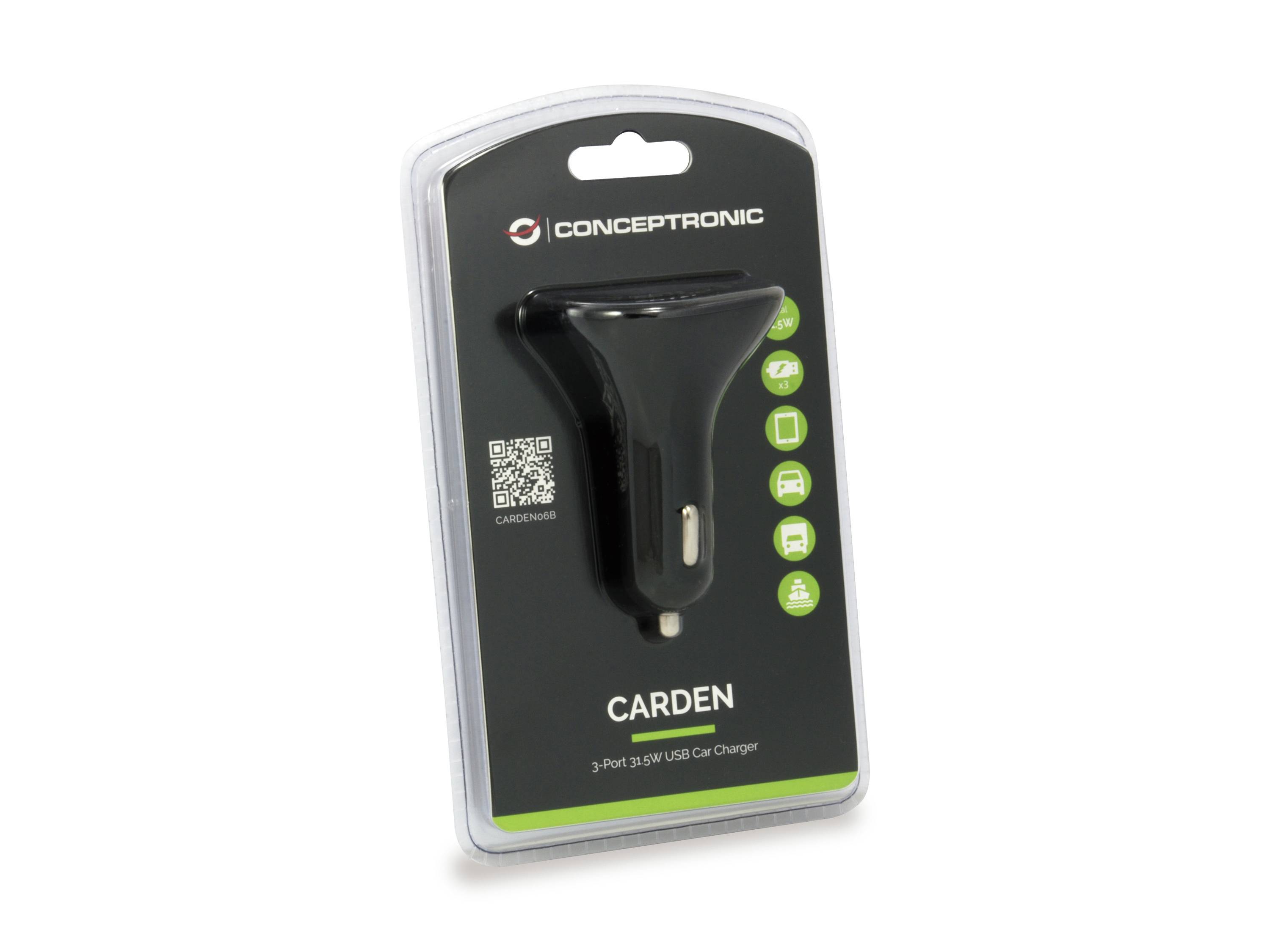 Conceptronic CARDEN - Auto-Netzteil - 31.5 Watt - 6.3 A - 3 Ausgabeanschlussstellen (USB)-7