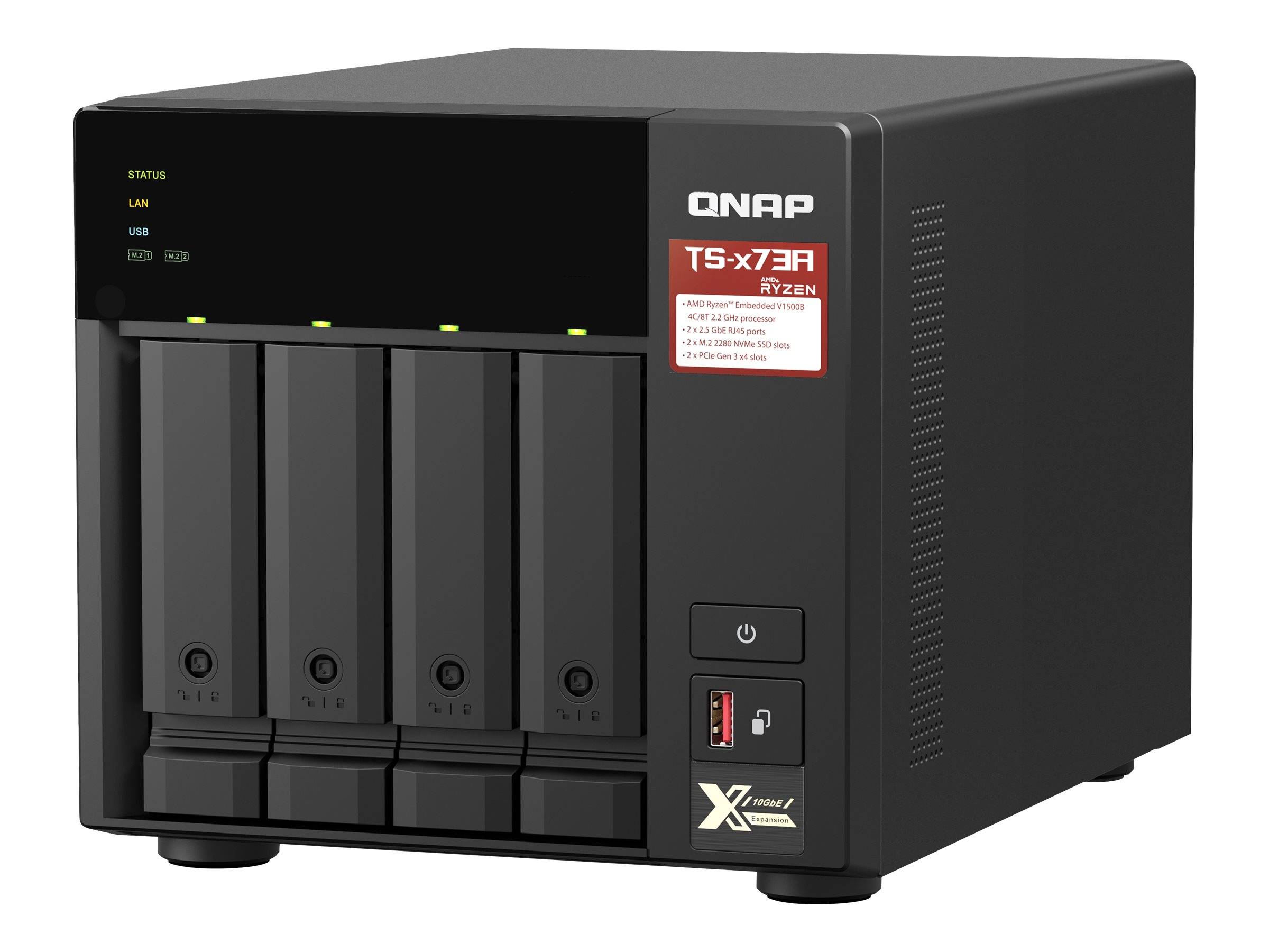 QNAP TS-473A NAS Tower Collegamento ethernet LAN Nero V1500B-7