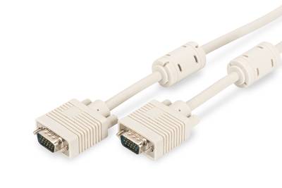Digitus VGA Cavo Spina VGA 15pin, Spina VGA 15pin 3.00 m Grigio AK-310103-030-E avvitabile, con nucleo in ferrite Cavo V-3