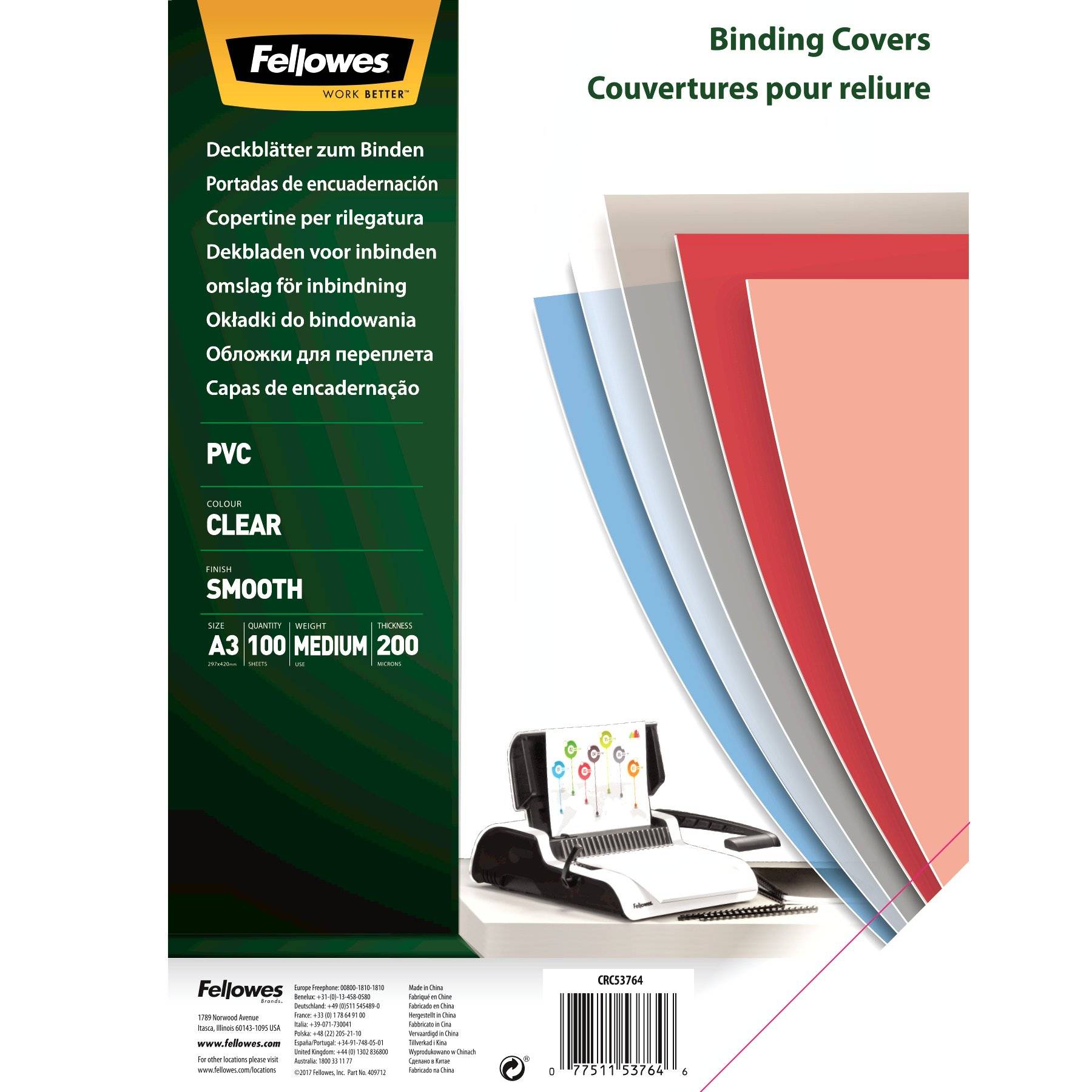 FELLOWES COUVERTURE PVC 200 MIC A3 TRANSPARENT-2