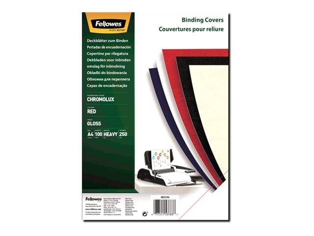 Fellowes Chromo - Bindemappe - A4 (210 x 297 mm) - Rot - 250 g/m2 - 100 Stck. - für Fellowes Galaxy 500, Galaxy Wire, Pu-0