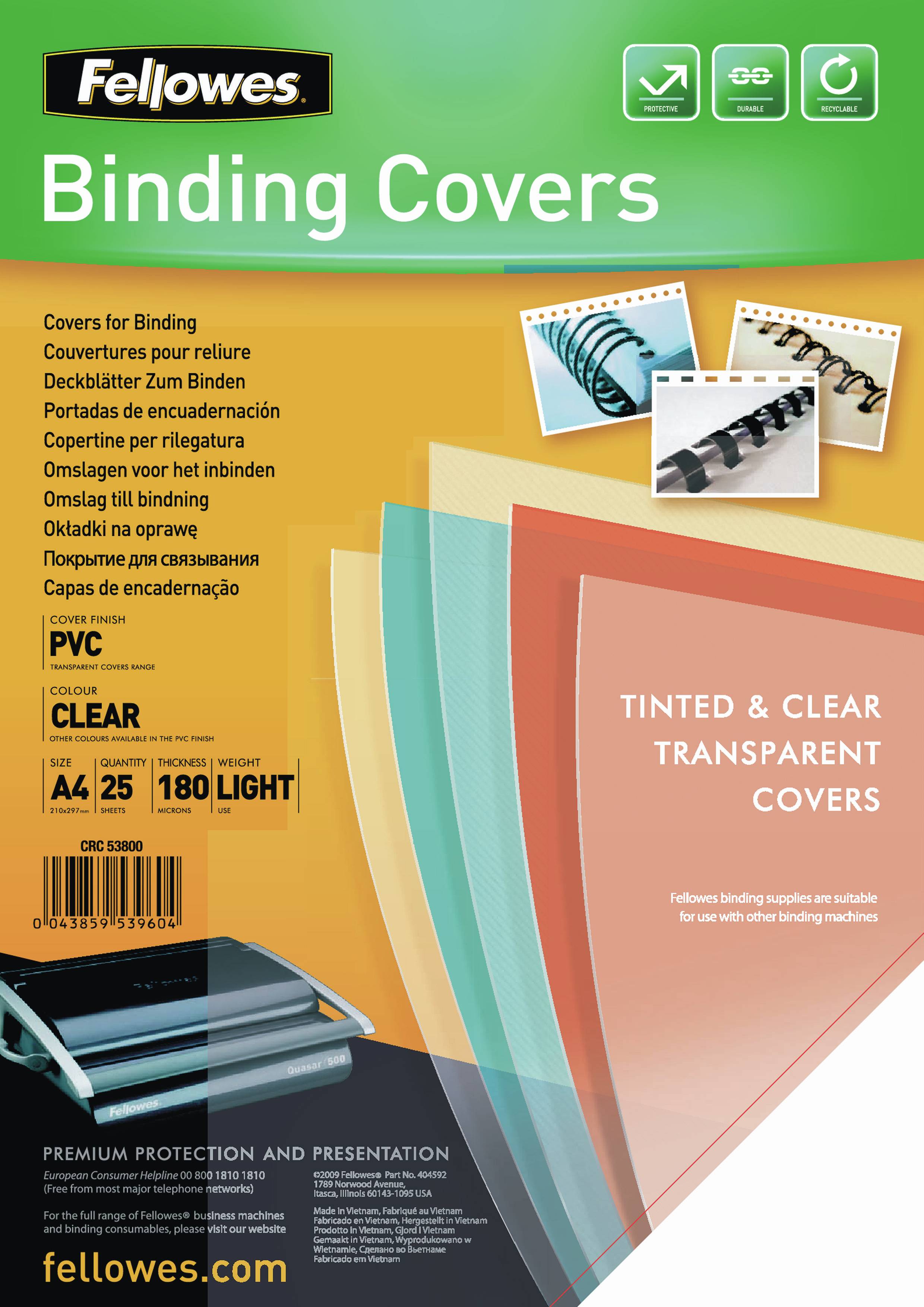 FELLOWES COUVERTURES PVC TRANSPARENTES-180 MICRONS A4-3