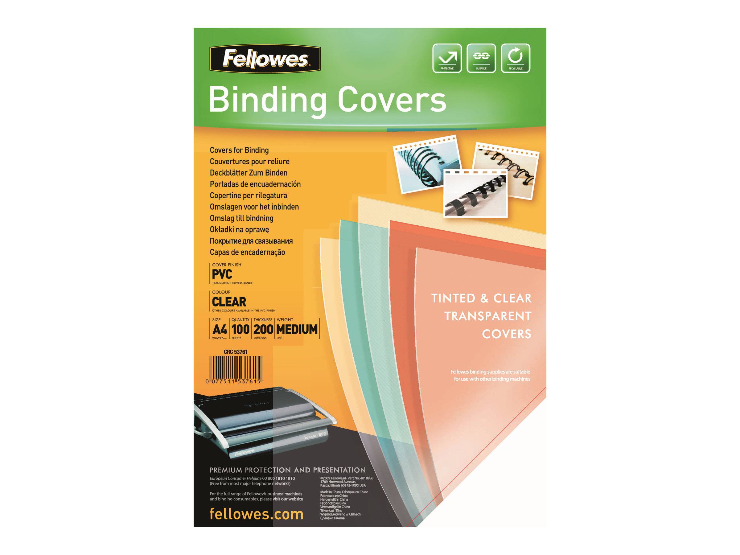 Fellowes 5376102 cartellina A4 PVC Trasparente 100 pz-0