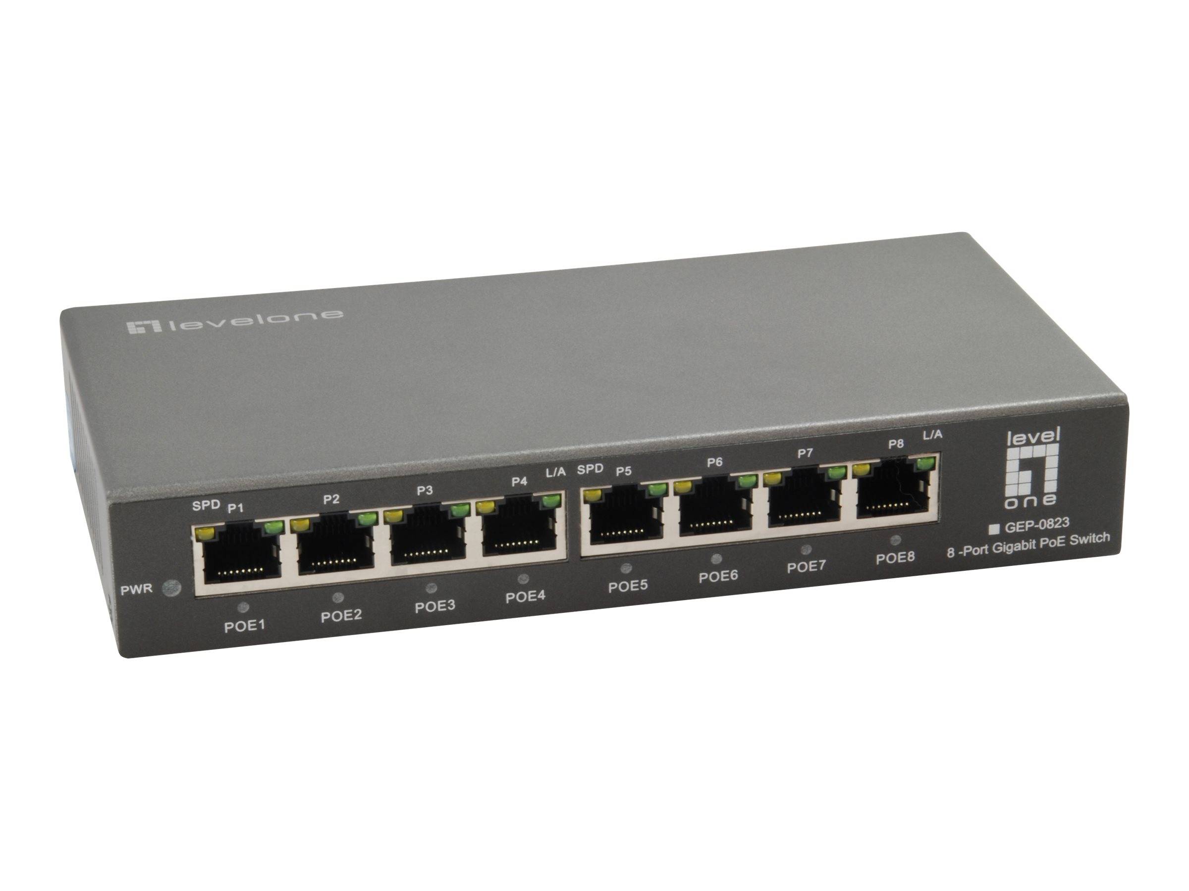 LevelOne GEP-0823 switch di rete Gigabit Ethernet (10/100/1000) Supporto Power over Ethernet (PoE) Nero-0