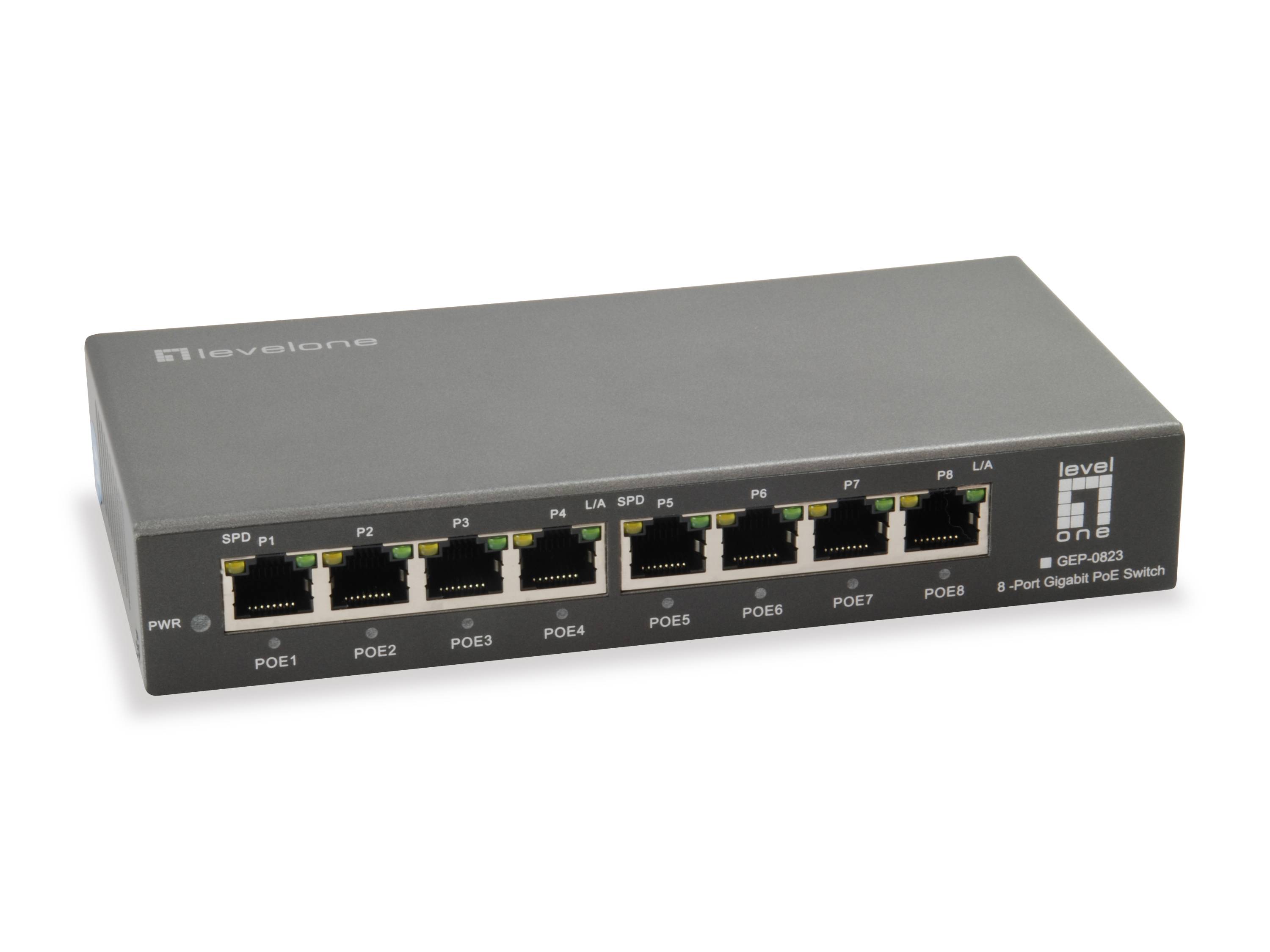 LevelOne GEP-0823 switch di rete Gigabit Ethernet (10/100/1000) Supporto Power over Ethernet (PoE) Nero-5