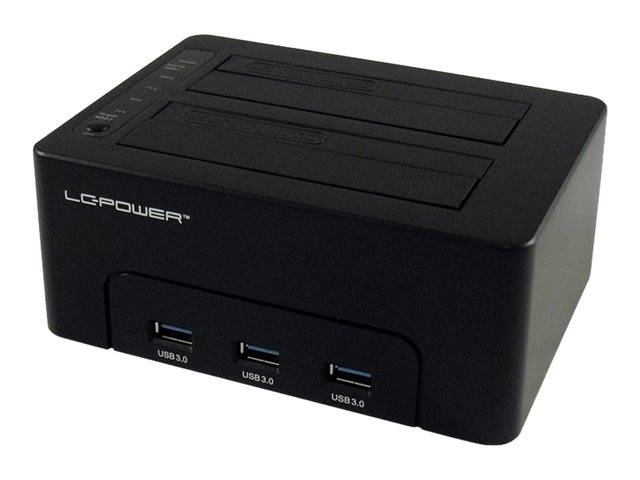 LC Power LC-DOCK-U3-HUB - HDD-Dockingstation mit Netzanzeige, 3-Port-USB-Hub, Ein/Aus-Schalter, Klon-Funktion Schächte:-0