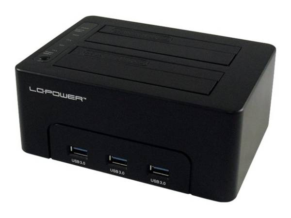 LC Power LC-DOCK-U3-HUB - HDD-Dockingstation mit Netzanzeige, 3-Port-USB-Hub, Ein/Aus-Schalter, Klon-Funktion Schächte: