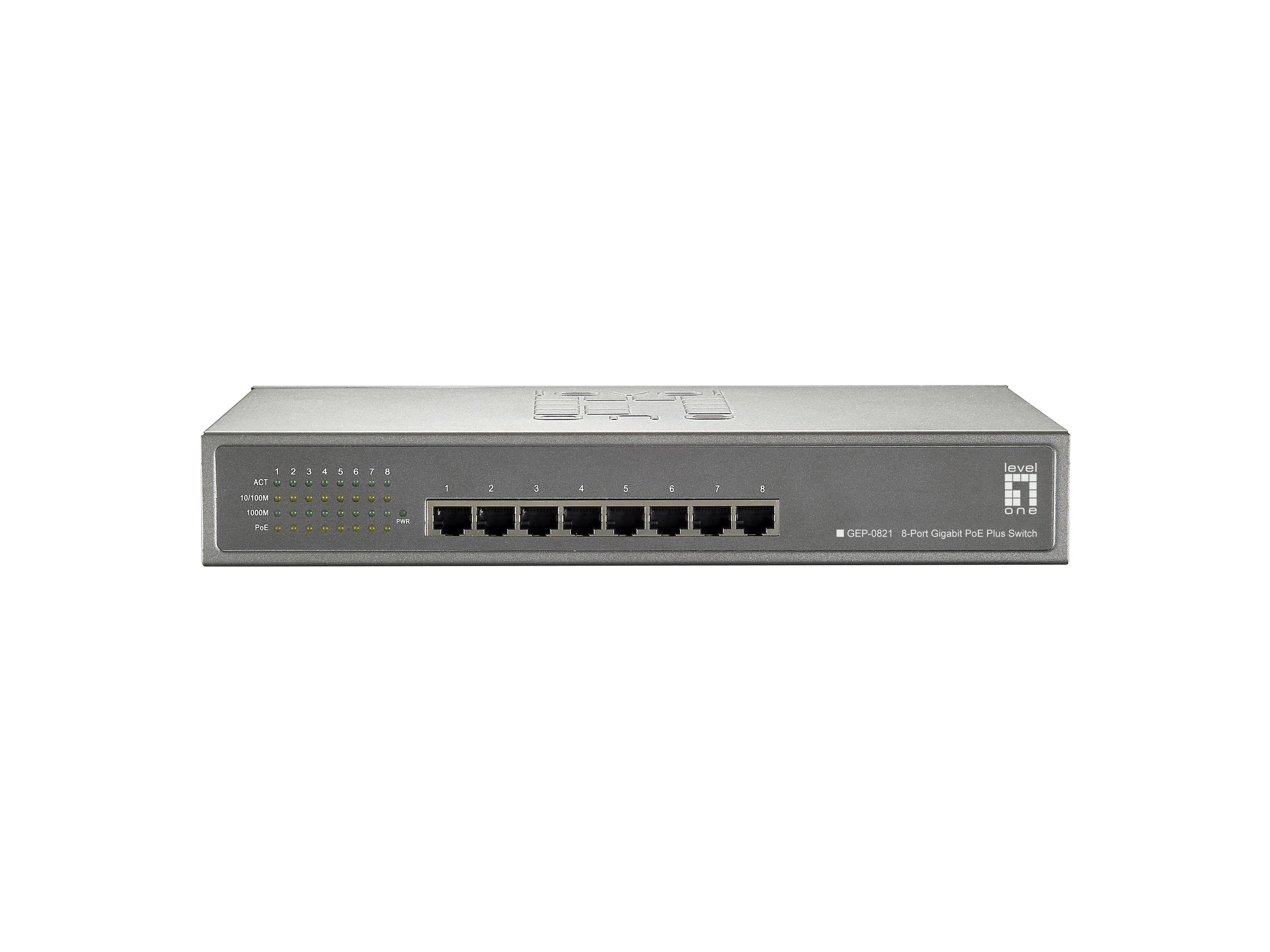 LevelOne GEP-0821 switch di rete Gigabit Ethernet (10/100/1000) Supporto Power over Ethernet (PoE) Grigio (GEP-0821)-5