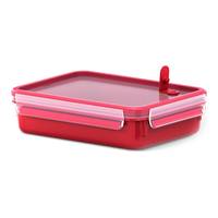 Emsa contenitore per microonde, contenitore per il pranzo, 1,2 litri, rosso/trasparente, clip e micro, 517776