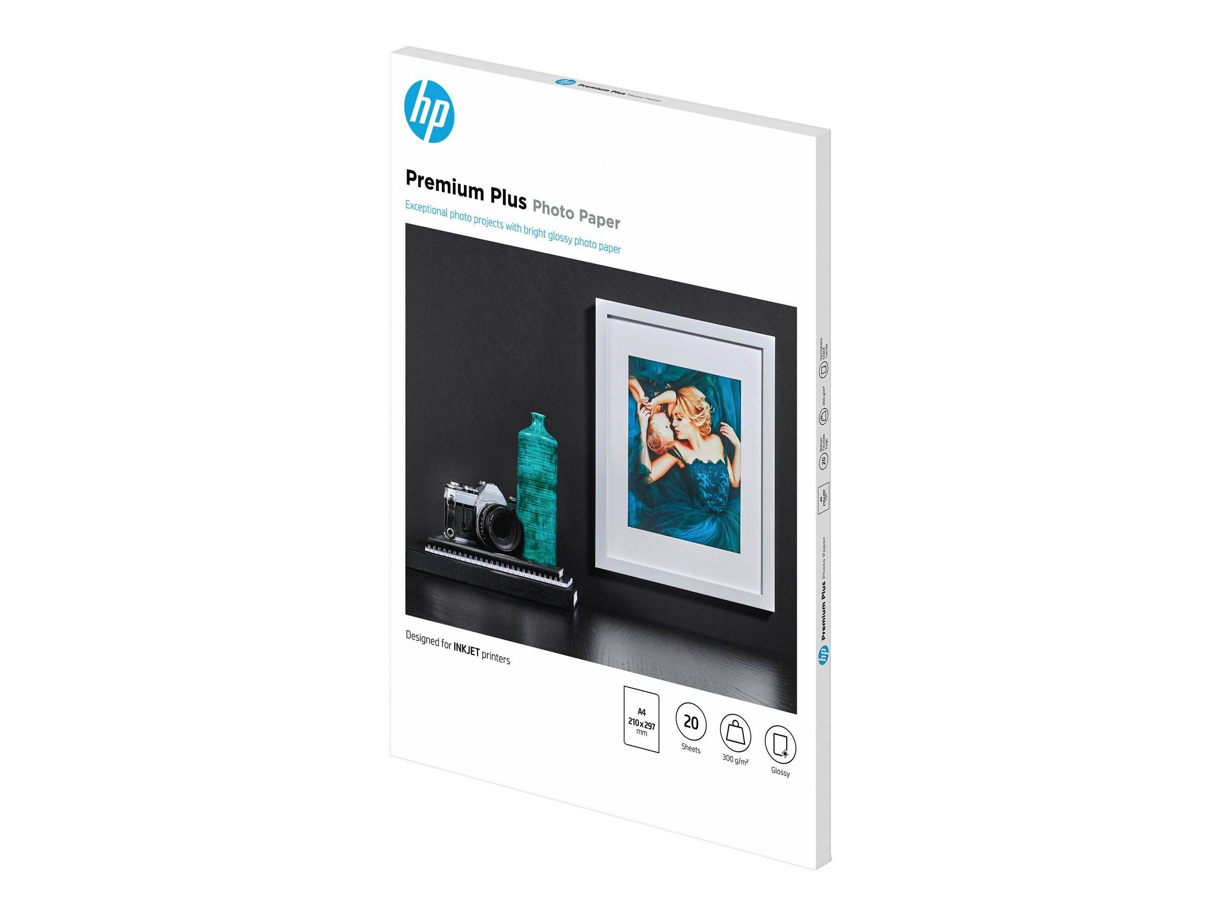 HP Premium Plus Fotopapier glänzend A4 (210 x 297 mm) 20 Blatt für Officejet Pro, Deskjet, ENVY (CR672A)-0